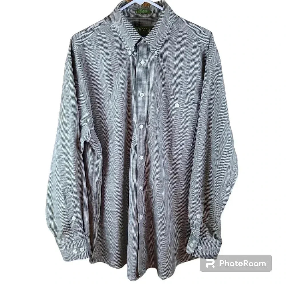 Orvis men's 100% cotton grey and black button down s